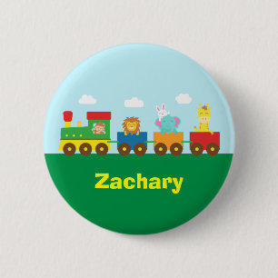 Badge Rond 5 Cm Animaux Mignons et Colorés Train pour Enfants