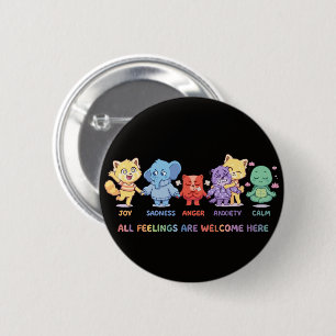 Badge Rond 5 Cm Animaux Mignons Kawaii Santé Mentale Émotions & Se