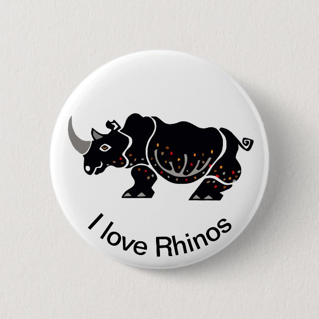 Badge Rond 5 Cm Animaux sauvages - J'aime Rhinos-Faune-Afrique (Devant)
