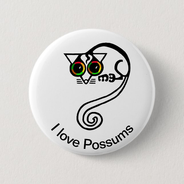 Badge Rond 5 Cm Animaux sauvages - love POSSUMS - faune australien (Devant)