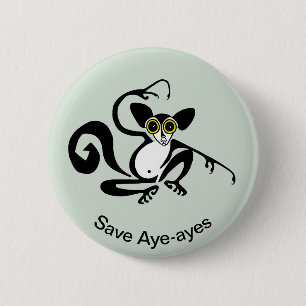 Badge Rond 5 Cm Animaux sauvages - Sauvez AYE-AYES - Nature -