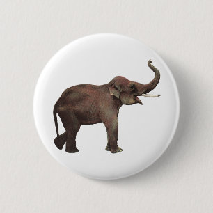 Badge Rond 5 Cm Animaux sauvages vintage, Éléphants d'Asie bonne c