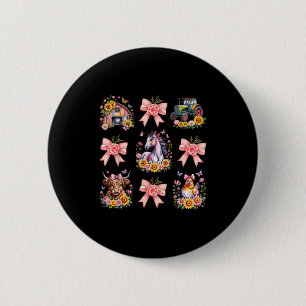 Badge Rond 5 Cm Animaux Vache Poulet Cheval Tracteur Fleur Ferme F