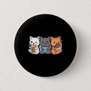 Badge Rond 5 Cm Anime Boba Tea Buble Tea Jeu Gamer Ramen Cat
