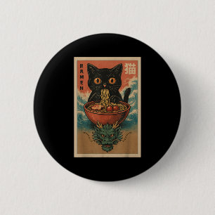 Badge Rond 5 Cm Anime Chat Ramen Japonais Drôle Art Kawaii Chat Et