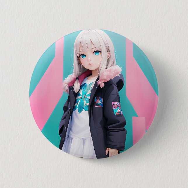 Badge Rond 5 Cm Anime Girl 039 (Devant)