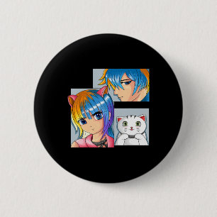 Badge Rond 5 Cm Anime Girl Chat Otaku Anime Merch Kawaii Stuff