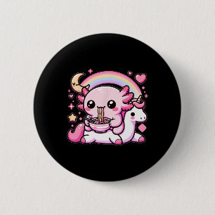 Badge Rond 5 Cm Anime Kawaii Axolotl Manger Ramen Noodles Enfants