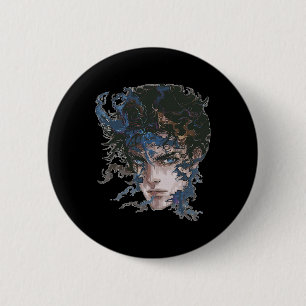 Badge Rond 5 Cm Anime Manga Motif Bleu yeux Art Anime
