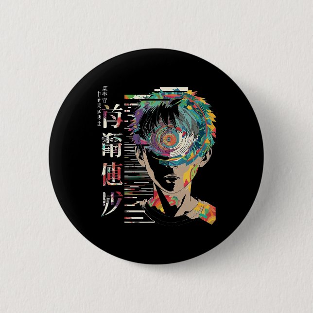 Badge Rond 5 Cm Anime Manga Motif Mandala Art Anime 1 (Devant)