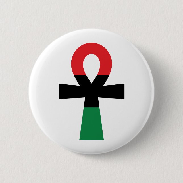 Badge Rond 5 Cm Ankh rouge, noir et vert (Devant)