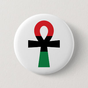 Badge Rond 5 Cm Ankh rouge, noir et vert
