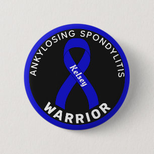 Badge Rond 5 Cm Ankylosing Spondylitis Warrior Ribbon Black Button