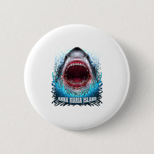 Badge Rond 5 Cm Anna Maria Island Floride Vacances Grand Requin Bl