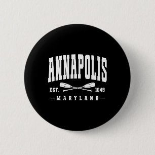 Badge Rond 5 Cm Annapolis Maryland Établie en 1649 Rames Croisées