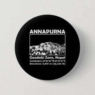 Badge Rond 5 Cm Annapurna Mif Nepal Randonnée Trekking en montagne