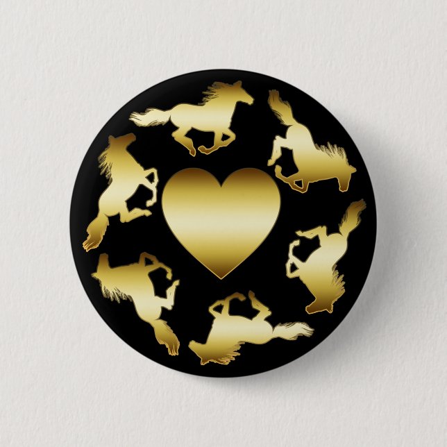 BADGE ROND 5 CM ANNEAU DE CHEVAUX D'OR (Devant)
