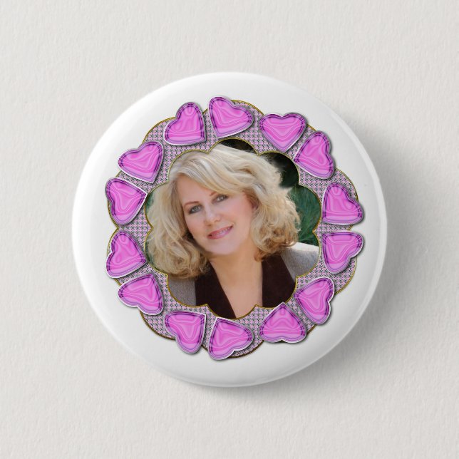 Badge Rond 5 Cm Anneau de coeur (Devant)