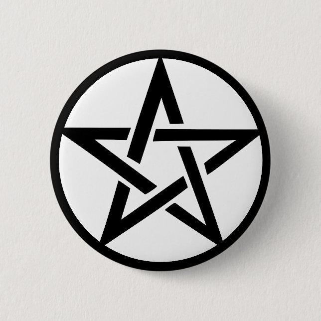 Badge Rond 5 Cm anneau pentagramme noir (Devant)