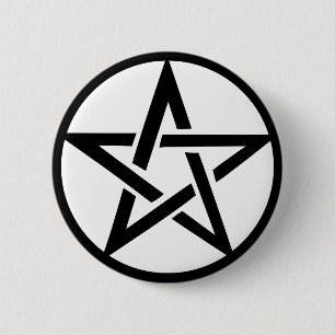 Badge Rond 5 Cm anneau pentagramme noir