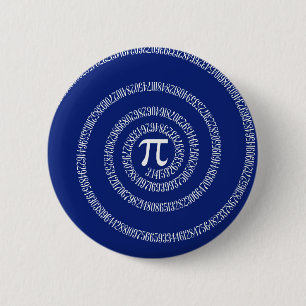 Badge Rond 5 Cm Anneaux de spirale pour Pi sur bleu marine