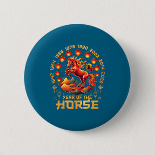 Badge Rond 5 Cm année 2026 du cheval de feu zodiaque chinois nouve