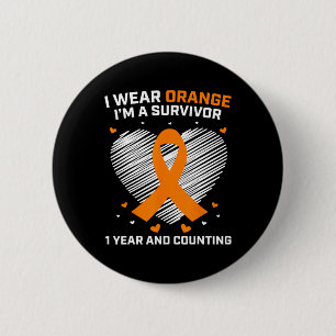 Badge Rond 5 Cm Année Cancer Sans Leucémie Survivante Cadeaux Oran