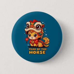 Badge Rond 5 Cm Année Cheval Chinois Lunaire