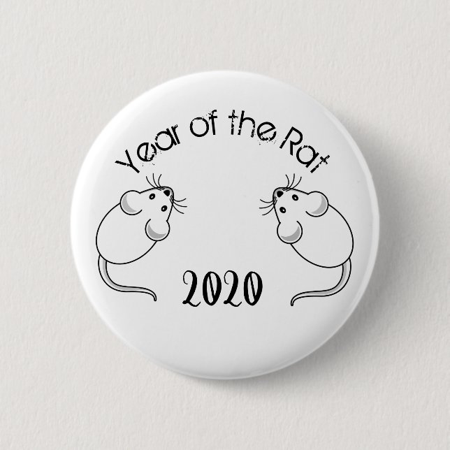 Badge Rond 5 Cm Année de la souris Rat 2020 avec texte (Devant)