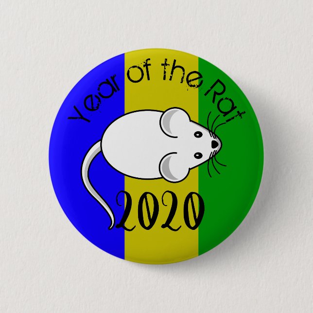 Badge Rond 5 Cm Année de la souris Rat 2020 avec texte (Devant)
