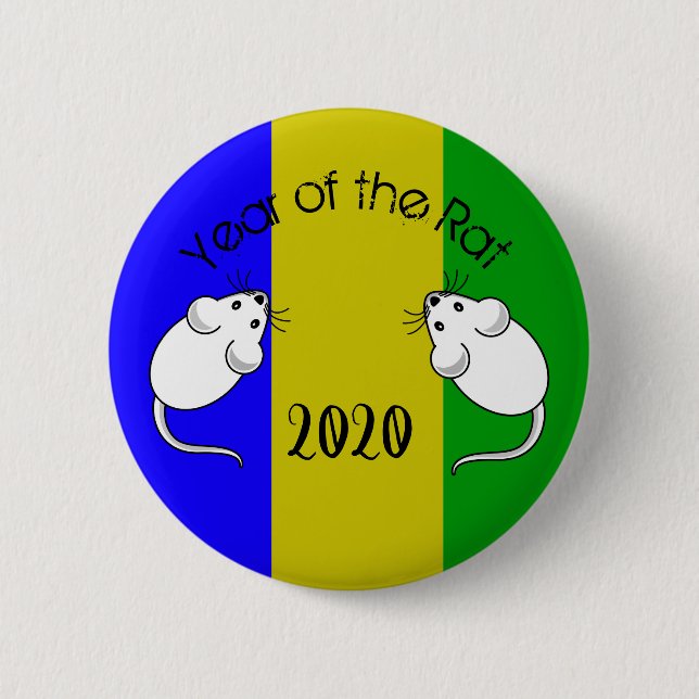 Badge Rond 5 Cm Année de la souris Rat 2020 avec texte (Devant)