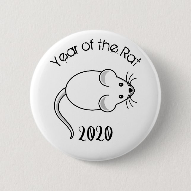 Badge Rond 5 Cm Année de la souris Rat 2020 avec texte (Devant)