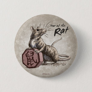 Badge Rond 5 Cm Année de l'art chinois de zodiaque de rat
