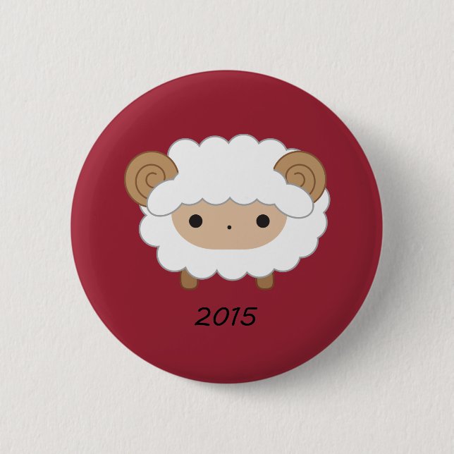 Badge Rond 5 Cm Année du bouton des moutons 2015 (Devant)