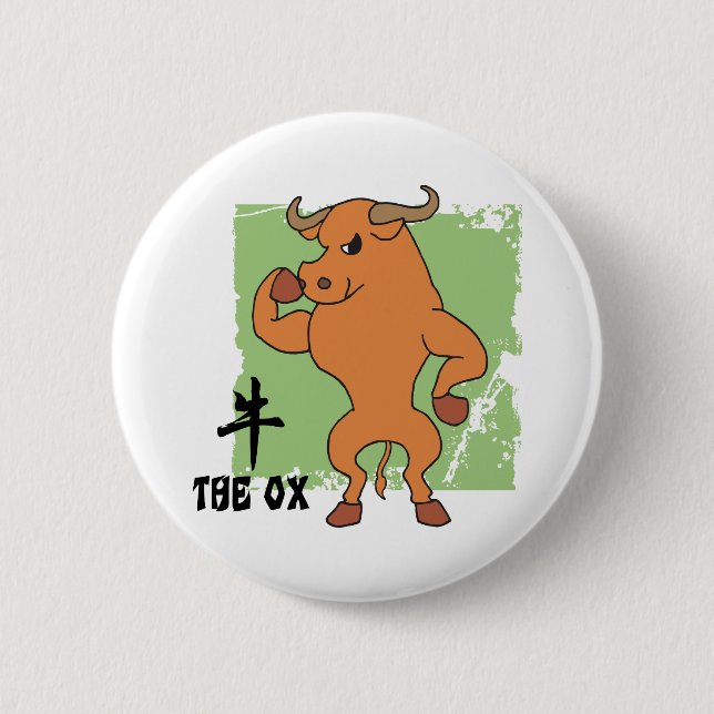 Badge Rond 5 Cm Année du cadeau de boeuf (Devant)