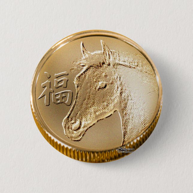 Badge Rond 5 Cm Année du cheval (Devant)
