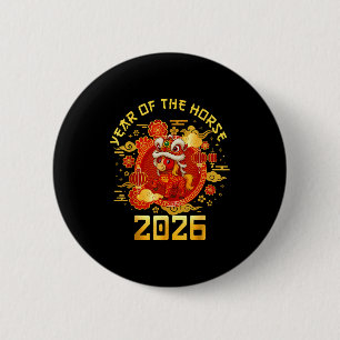 Badge Rond 5 Cm Année du Cheval 2026 Famille Équivalent Hommes Fem
