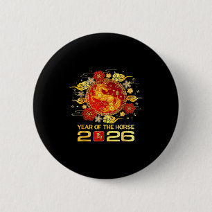 Badge Rond 5 Cm Année du Cheval 2026 Nouvel An Chinois 2026 Famil