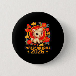 Badge Rond 5 Cm Année du Cheval 2026 Nouvel An lunaire chinois 202