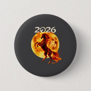 Badge Rond 5 Cm Année du Cheval 2026 Nouvel An lunaire chinois Zod
