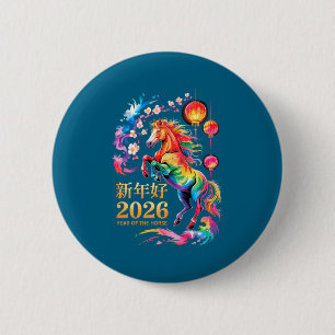 Badge Rond 5 Cm Année du cheval 2026 un graphisme de cheval cool p