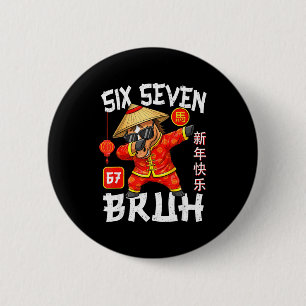 Badge Rond 5 Cm Année du cheval 67 Bruh Dabbing Nouvel An Chinois