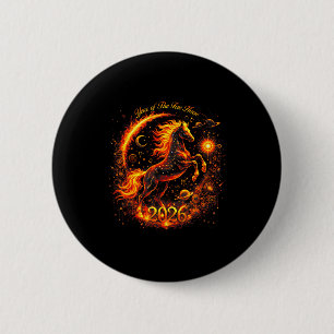 Badge Rond 5 Cm Année du cheval de feu 2026 Nouvel An chinois luna