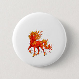 Badge Rond 5 Cm Année du cheval de feu Nouvel An chinois 2026 Zodi