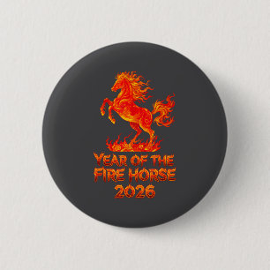 Badge Rond 5 Cm Année du cheval de feu, zodiaque chinois Nouvel An