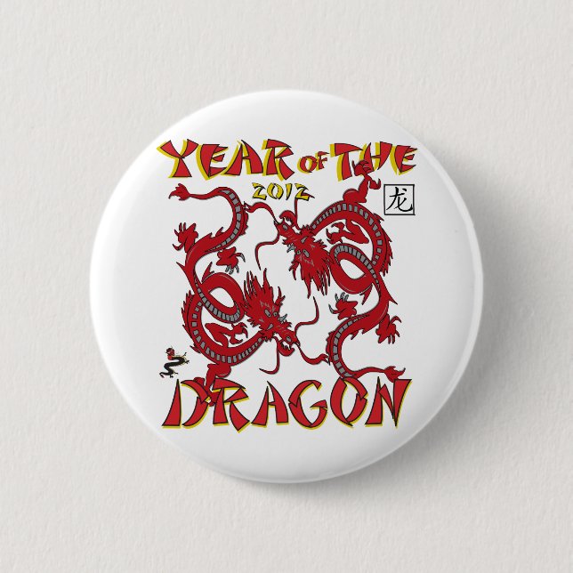 Badge Rond 5 Cm Année Du Dragon (Devant)