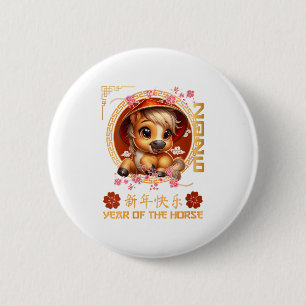 Badge Rond 5 Cm Année Femme Du Cheval 2026 Chinois Lunar New Ye