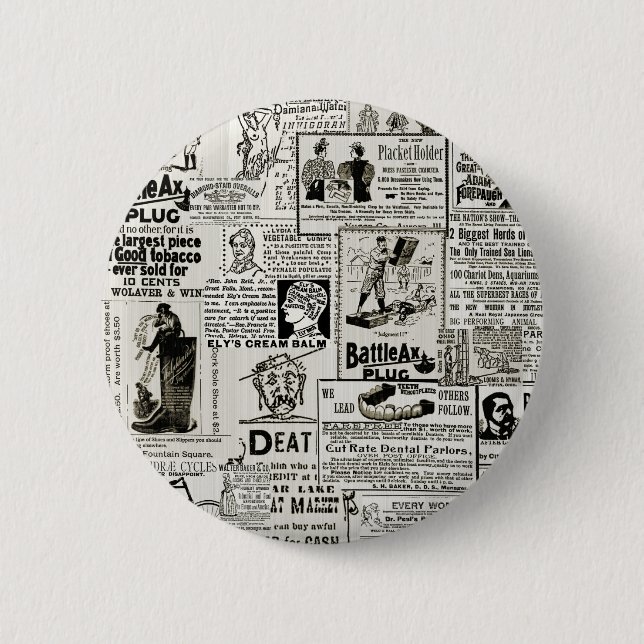 Badge Rond 5 Cm Années 1890, le charmant journal victorien annonce (Devant)