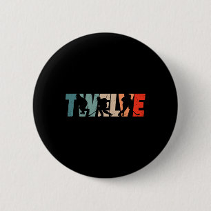 Badge Rond 5 Cm Anniversaire 12 Ans Rétro Hockey Sur Glace Garçon
