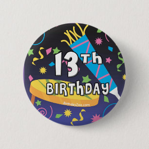 Badge Rond 5 Cm Anniversaire 13 ans